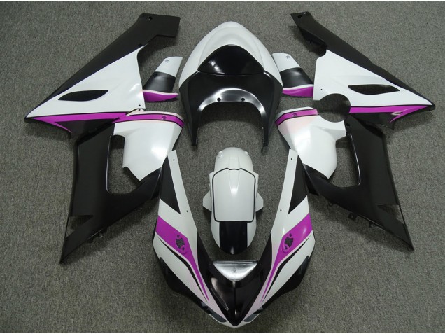 Online 2005-2006 Kawasaki ZX6R Fairings - Pink white and Black Online 2005-2006 Kawasaki ZX6R Fairings - Pink white and Black