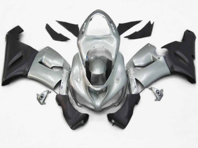 Online 2005-2006 Kawasaki ZX6R Fairings - Silver Red Flame Online 2005-2006 Kawasaki ZX6R Fairings - Silver Red Flame