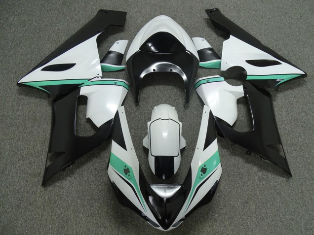 Online 2005-2006 Kawasaki ZX6R Fairings - Teal white and Black