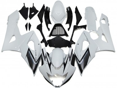 Online 2005-2006 Suzuki GSXR 1000 Fairings - Gloss White Style with Silver Hints