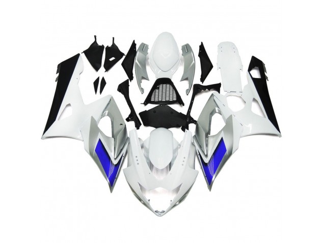 Online 2005-2006 Suzuki GSXR 1000 Fairings - Gloss White Style with Silver Hints and Blue