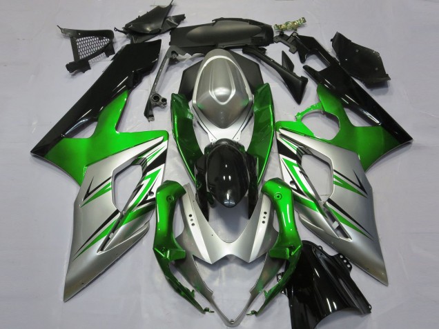 Online 2005-2006 Suzuki GSXR 1000 Fairings - Green Silver and Black Online 2005-2006 Suzuki GSXR 1000 Fairings - Green Silver and Black