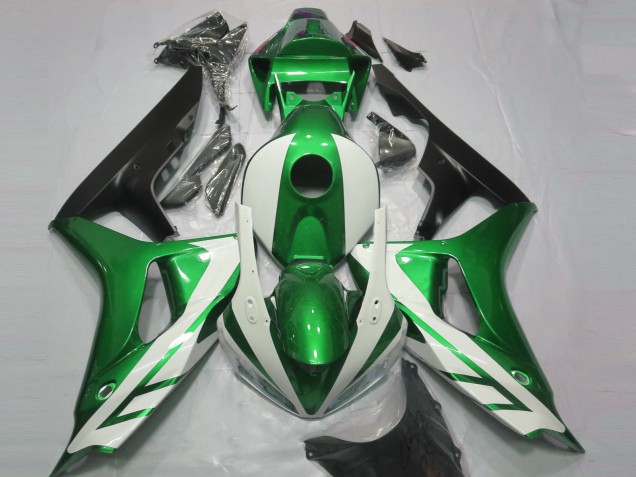 Online 2006-2007 Honda CBR1000RR Fairings - Gloss White and Green Online 2006-2007 Honda CBR1000RR Fairings - Gloss White and Green