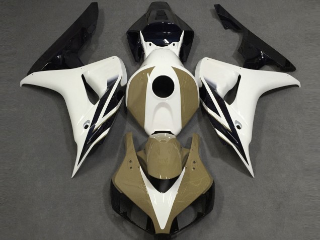 Online 2006-2007 Honda CBR1000RR Fairings - Gloss White Tan Black Online 2006-2007 Honda CBR1000RR Fairings - Gloss White Tan Black