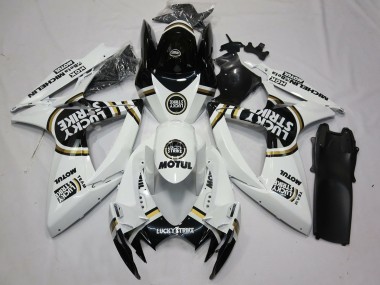 Online 2006-2007 Suzuki GSXR 600-750 Fairings - Black White Lucky Strike