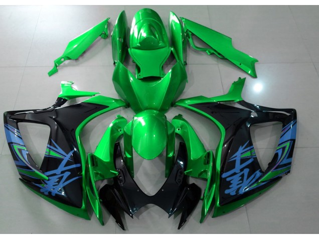 Online 2006-2007 Suzuki GSXR 600-750 Fairings - Gloss Green & Black