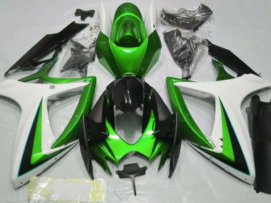 Online 2006-2007 Suzuki GSXR 600-750 Fairings - Green & White