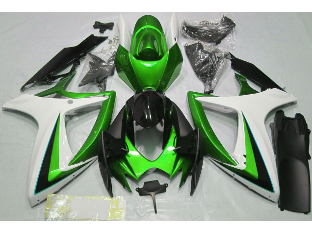 Online 2006-2007 Suzuki GSXR 600-750 Fairings - Green & White