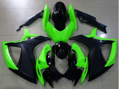 Online 2006-2007 Suzuki GSXR 600-750 Fairings - Matte Black and Green