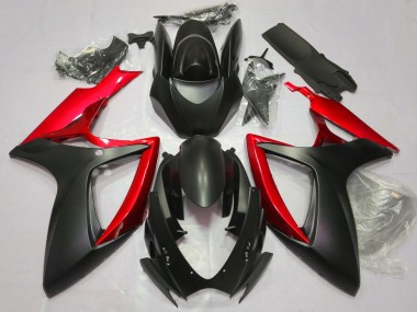 Online 2006-2007 Suzuki GSXR 600-750 Fairings - Matte Black & Red