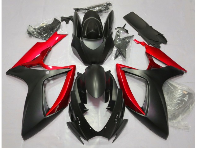 Online 2006-2007 Suzuki GSXR 600-750 Fairings - Matte Black & Red