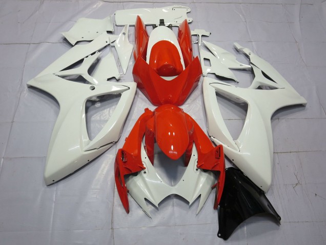 Online 2006-2007 Suzuki GSXR 600-750 Fairings - Orange and White Online 2006-2007 Suzuki GSXR 600-750 Fairings - Orange and White