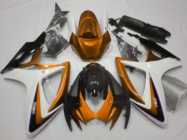 Online 2006-2007 Suzuki GSXR 600-750 Fairings - Orange & White Debadged