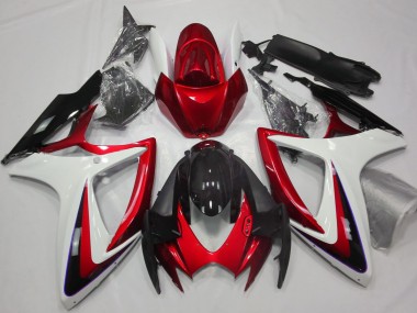Online 2006-2007 Suzuki GSXR 600-750 Fairings - Red & White Debadged