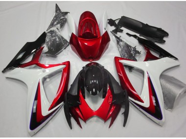 Online 2006-2007 Suzuki GSXR 600-750 Fairings - Red & White Debadged
