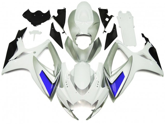Online 2006-2007 Suzuki GSXR 600-750 Fairings - Silver White and Blue Gloss Style