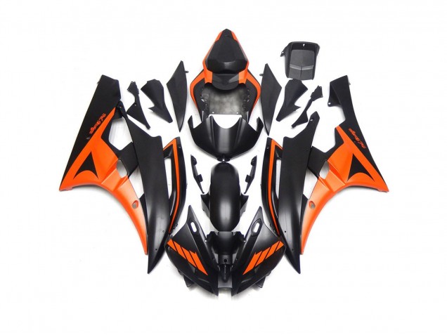 Online 2006-2007 Yamaha R6 Fairings - Custom Matte Black and Orange