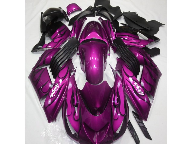 Online 2006-2011 Kawasaki ZX14R Fairings - Gloss Pink & Flame Online 2006-2011 Kawasaki ZX14R Fairings - Gloss Pink & Flame