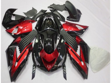 Online 2006-2011 Kawasaki ZX14R Fairings - Gloss Red and Black Plain