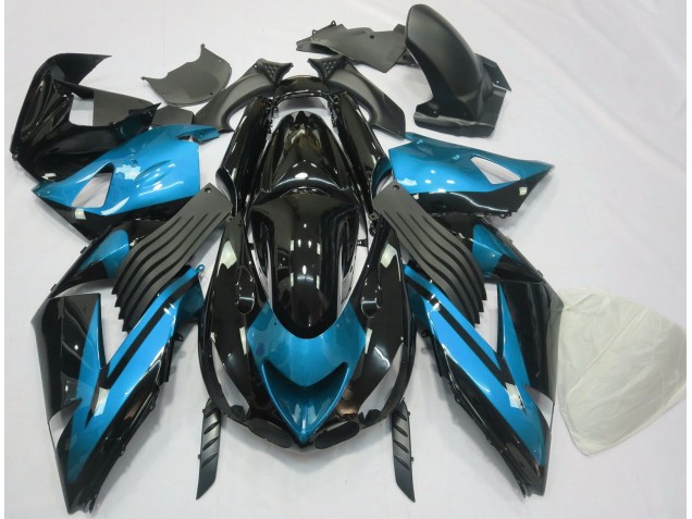 Online 2006-2011 Kawasaki ZX14R Fairings - Light Blue and Black Plain