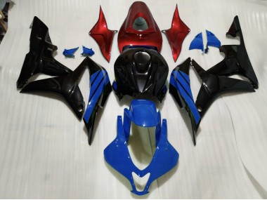 Online 2007-2008 Honda CBR600RR Fairings - Gloss Black & Blue and Red Accents