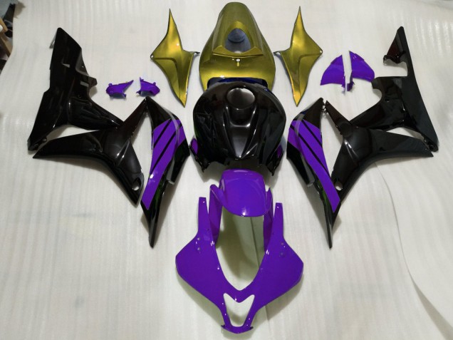 Online 2007-2008 Honda CBR600RR Fairings - Gloss Black & Purple and Gold Accents Online 2007-2008 Honda CBR600RR Fairings - Gloss Black & Purple and Gold Accents