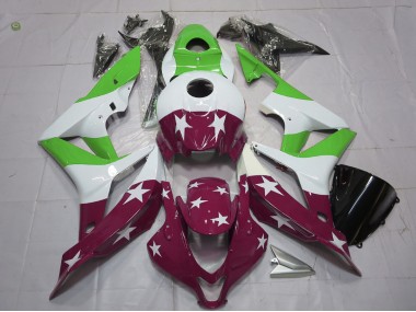 Online 2007-2008 Honda CBR600RR Fairings - Green and Maroon Stars and Stripes