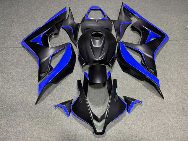 Online 2007-2008 Honda CBR600RR Fairings - Matte Black & Blue Online 2007-2008 Honda CBR600RR Fairings - Matte Black & Blue