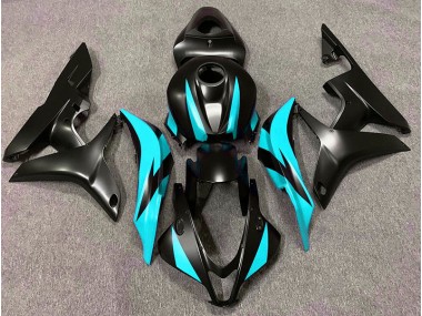 Online 2007-2008 Honda CBR600RR Fairings - Matte Black & Cyan Design