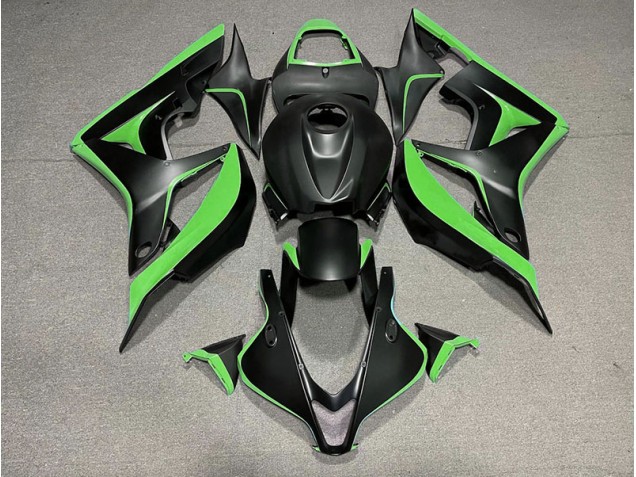 Online 2007-2008 Honda CBR600RR Fairings - Matte Black & Green Online 2007-2008 Honda CBR600RR Fairings - Matte Black & Green