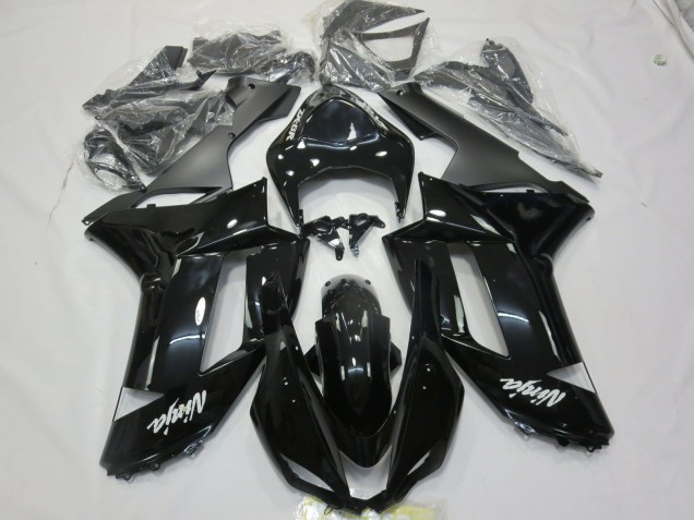 Online 2007-2008 Kawasaki ZX6R Fairings - Gloss Black white decal Online 2007-2008 Kawasaki ZX6R Fairings - Gloss Black white decal