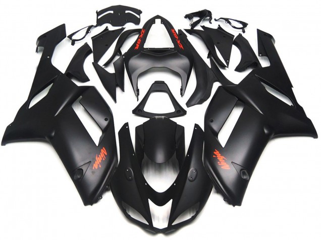 Online 2007-2008 Kawasaki ZX6R Fairings - Matte Black Red Decals Online 2007-2008 Kawasaki ZX6R Fairings - Matte Black Red Decals
