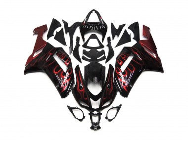 Online 2007-2008 Kawasaki ZX6R Fairings - Red Gloss Flame