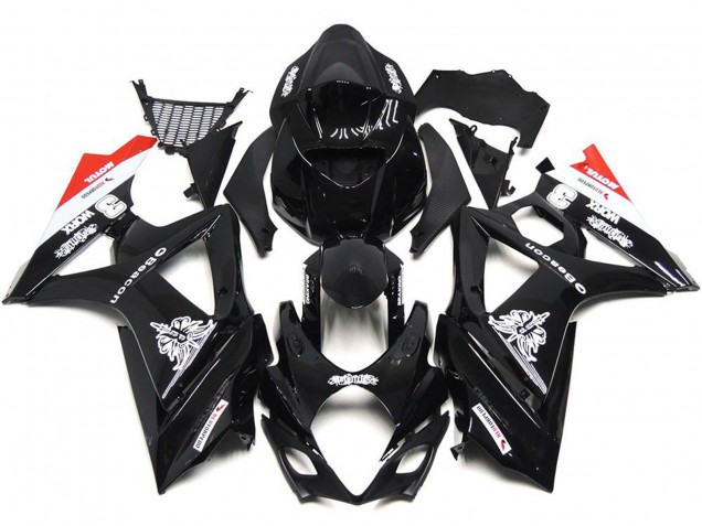 Online 2007-2008 Suzuki GSXR 1000 Fairings - Custom Black with hint of white and red Online 2007-2008 Suzuki GSXR 1000 Fairings - Custom Black with hint of white and red