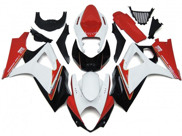 Online 2007-2008 Suzuki GSXR 1000 Fairings - Custom Red and White with Black Online 2007-2008 Suzuki GSXR 1000 Fairings - Custom Red and White with Black