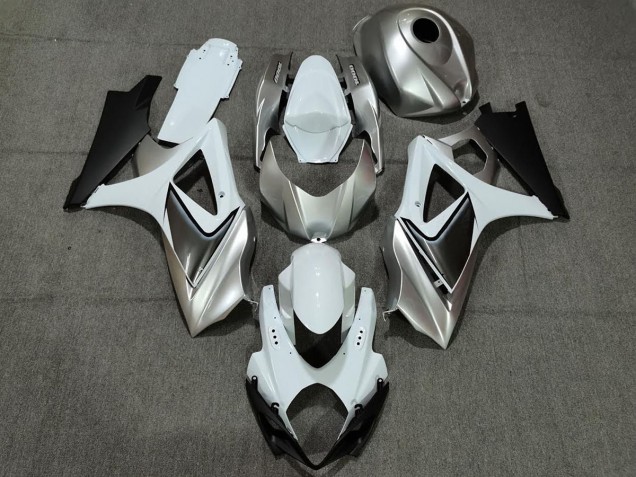 Online 2007-2008 Suzuki GSXR 1000 Fairings - Custom Silver White with Black