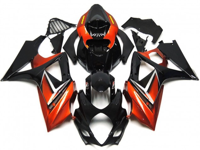 Online 2007-2008 Suzuki GSXR 1000 Fairings - Gloss Black and Bronze Gold logo Online 2007-2008 Suzuki GSXR 1000 Fairings - Gloss Black and Bronze Gold logo