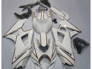 Online 2007-2008 Suzuki GSXR 1000 Fairings - Gloss White Orange Pin Stripe
