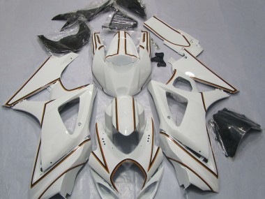 Online 2007-2008 Suzuki GSXR 1000 Fairings - Gloss White Orange Pin Stripe