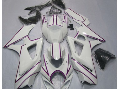 Online 2007-2008 Suzuki GSXR 1000 Fairings - Gloss White Pink Pin Stripe