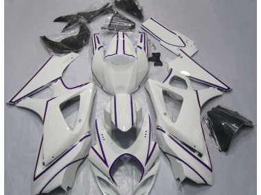 Online 2007-2008 Suzuki GSXR 1000 Fairings - Gloss White Purple Pin Stripe