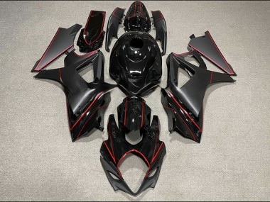 Online 2007-2008 Suzuki GSXR 1000 Fairings - Matte and Gloss Black & Red Trim