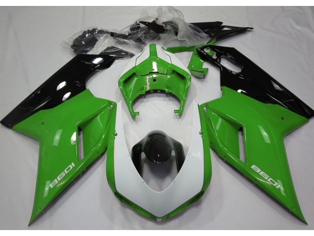 Online 2007-2012 Ducati 848 1098 1198 Fairings - Gloss Green & White