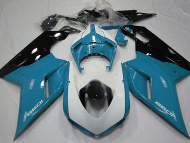 Online 2007-2012 Ducati 848 1098 1198 Fairings - Gloss Light Blue & White