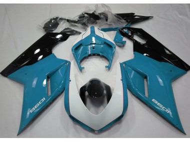 Online 2007-2012 Ducati 848 1098 1198 Fairings - Gloss Light Blue & White