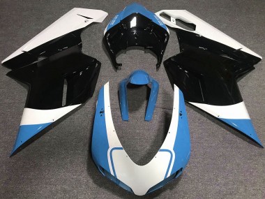 Online 2007-2012 Ducati 848 1098 1198 Fairings - Gloss Light Blue White and Black