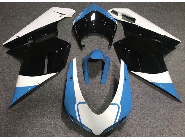 Online 2007-2012 Ducati 848 1098 1198 Fairings - Gloss Light Blue White and Black