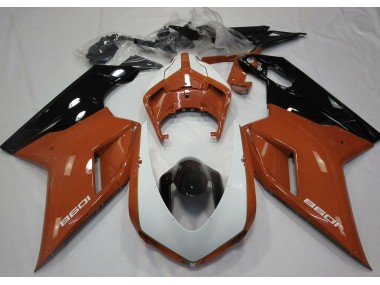 Online 2007-2012 Ducati 848 1098 1198 Fairings - Gloss Orange & White
