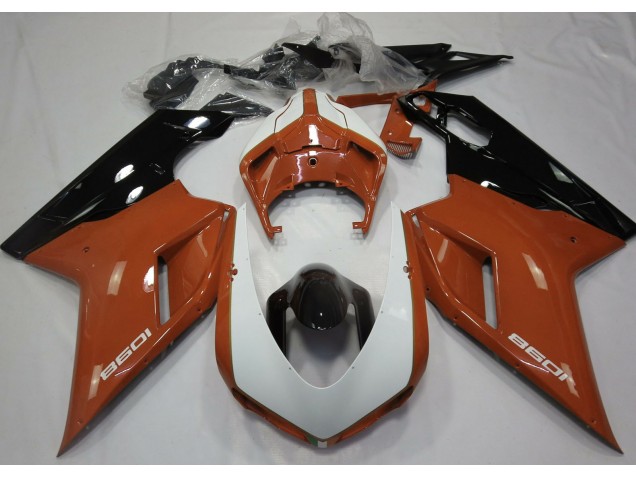 Online 2007-2012 Ducati 848 1098 1198 Fairings - Gloss Orange & White Online 2007-2012 Ducati 848 1098 1198 Fairings - Gloss Orange & White