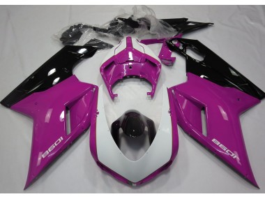 Online 2007-2012 Ducati 848 1098 1198 Fairings - Gloss Pink & White